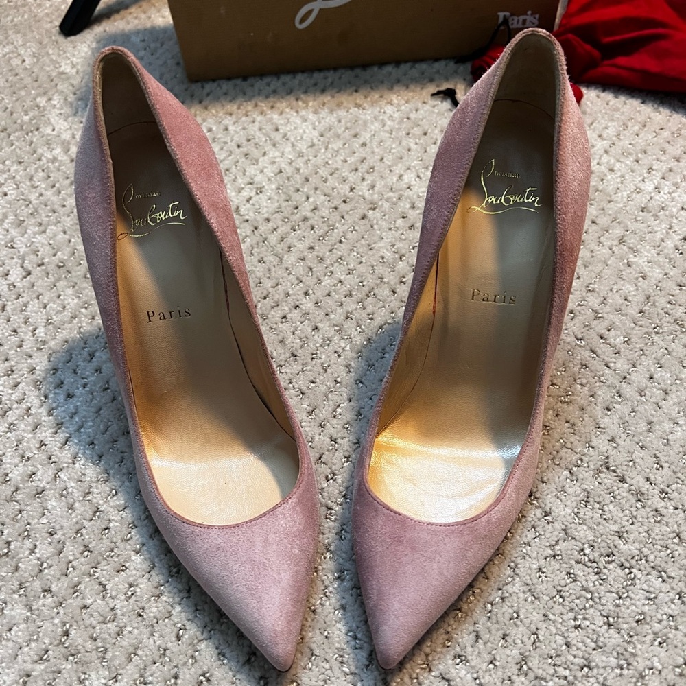 Christian Louboutin Women’s Pigalle Follies 100 Pink Suede Heels